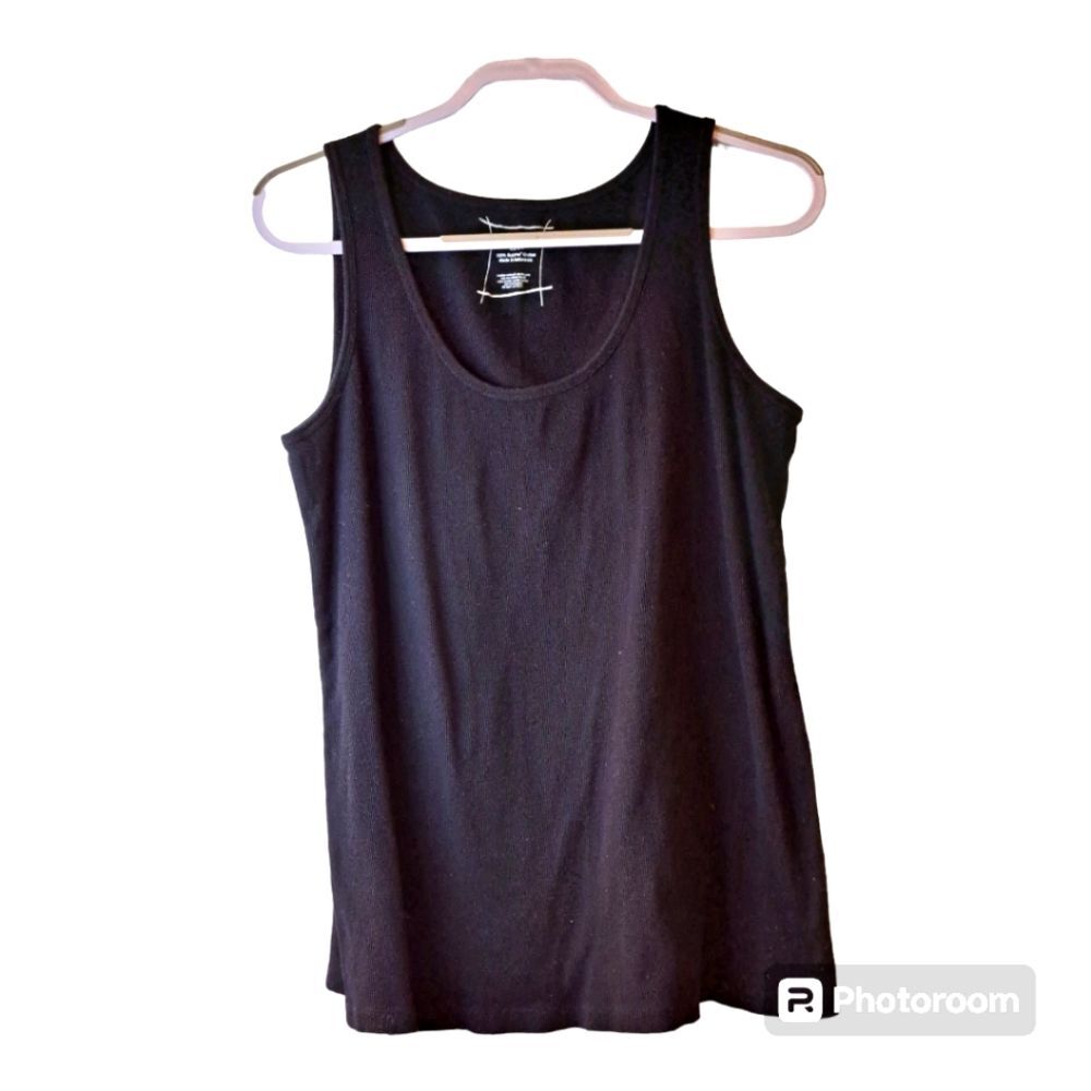 Lane Bryant Vintage Black Ribbed Sleeveless Tee - 100% Suprema Cotton Size 22/24